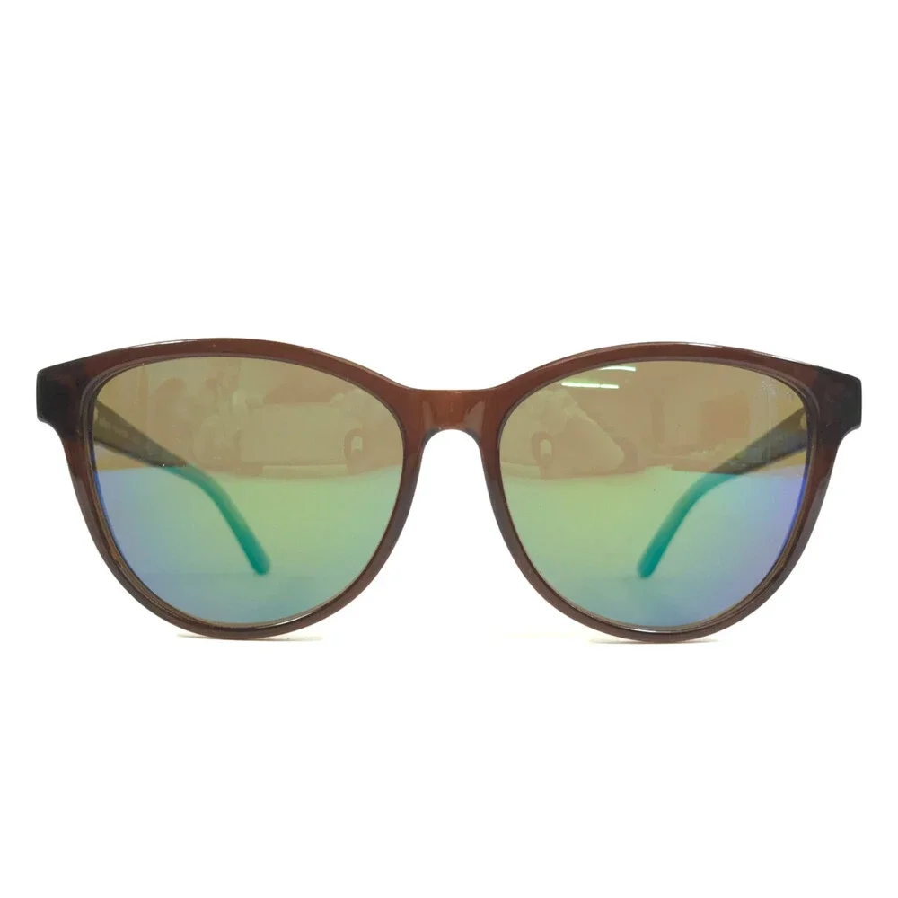 REVO Sunglasses RE1101 ECO 02 DAPHNE Transparent Brown w/ Green Mirrored Lenses